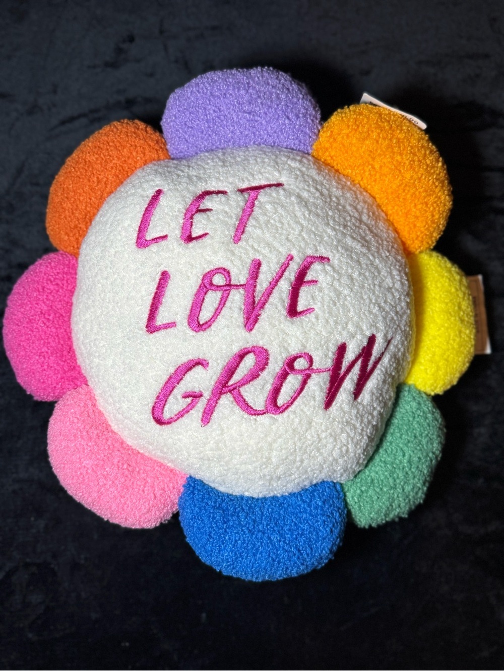 Let Love Grow Rainbow Flower Pillow